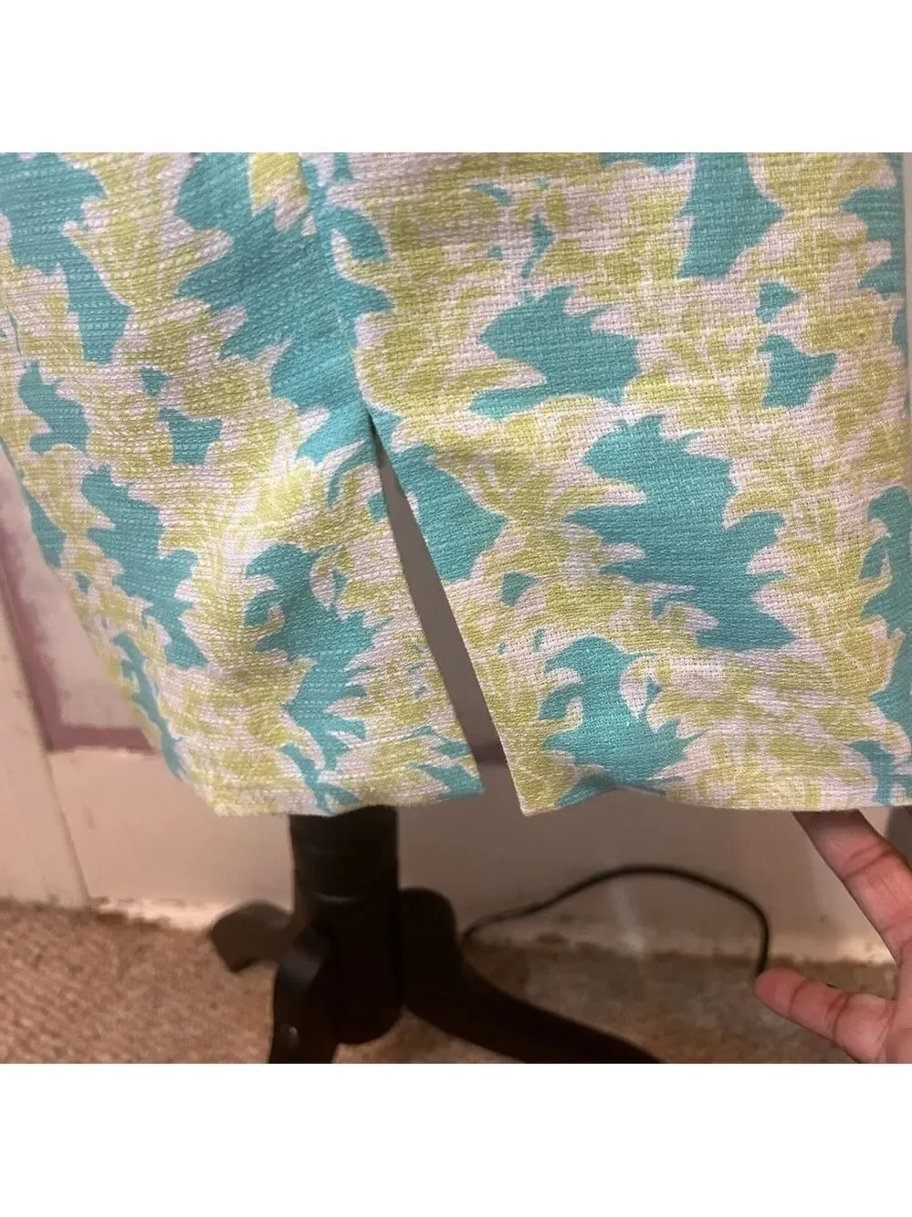 Vintage Pendleton Women’s Suit Skirt Floral Small Green Blue Linen Rayon Career